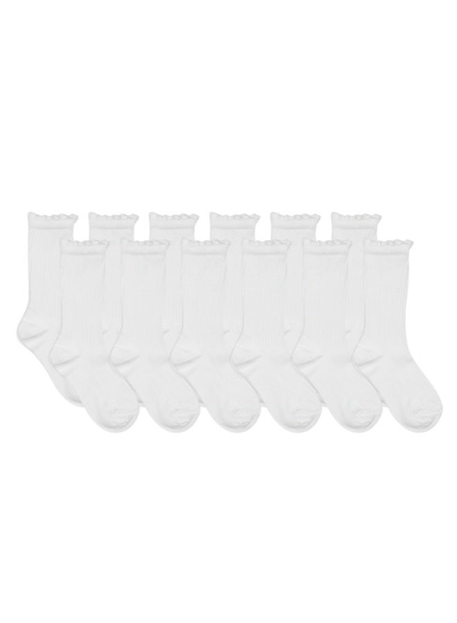 بيير دونا جوارب طويلة للبنات عبوة 6 قطع – أبيض | مزيج قطن ناعم | قابلة للتنفس ومرنة لراحة فائقة | للمدرسة والاستخدام اليومي | العمر 13–14 سنة - Image 1